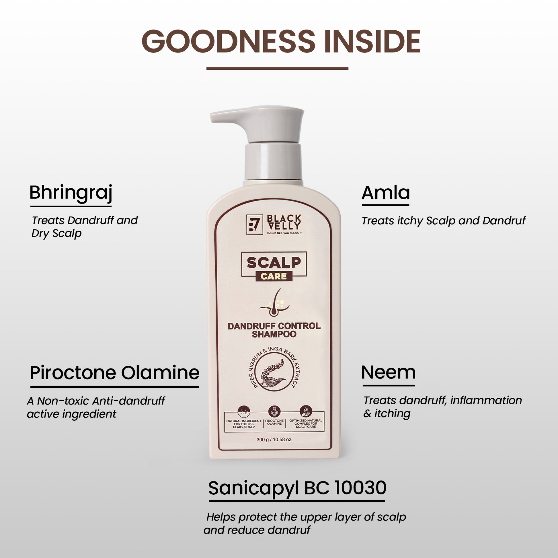 Scalp Care Dandruff Control Shampoo with Piper Nigrum & Inga Bark - 300 g