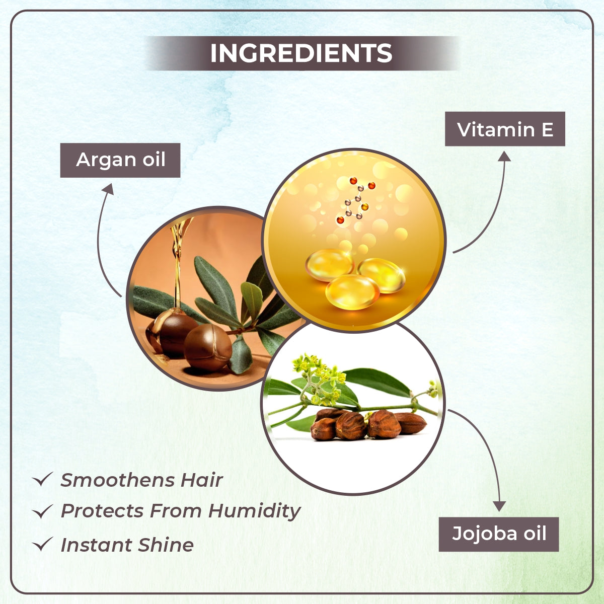 Polishing & Smoothing Vitamin E Hair Serum with Argan Oil & Jojoba Oil - 75ml