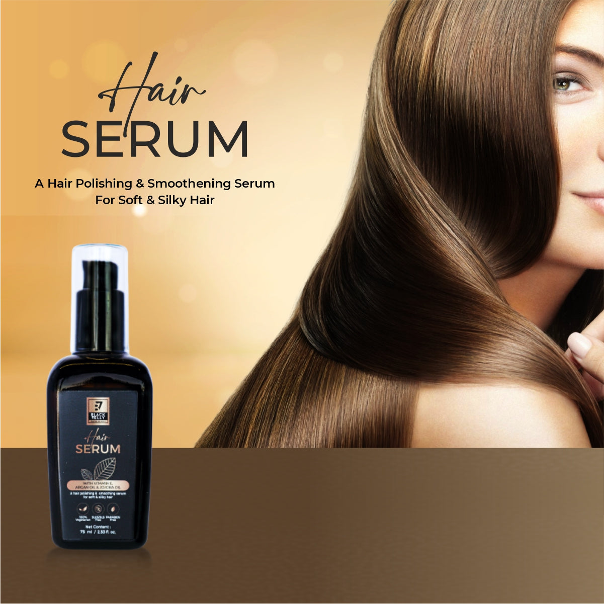 Polishing & Smoothing Vitamin E Hair Serum with Argan Oil & Jojoba Oil - 75ml