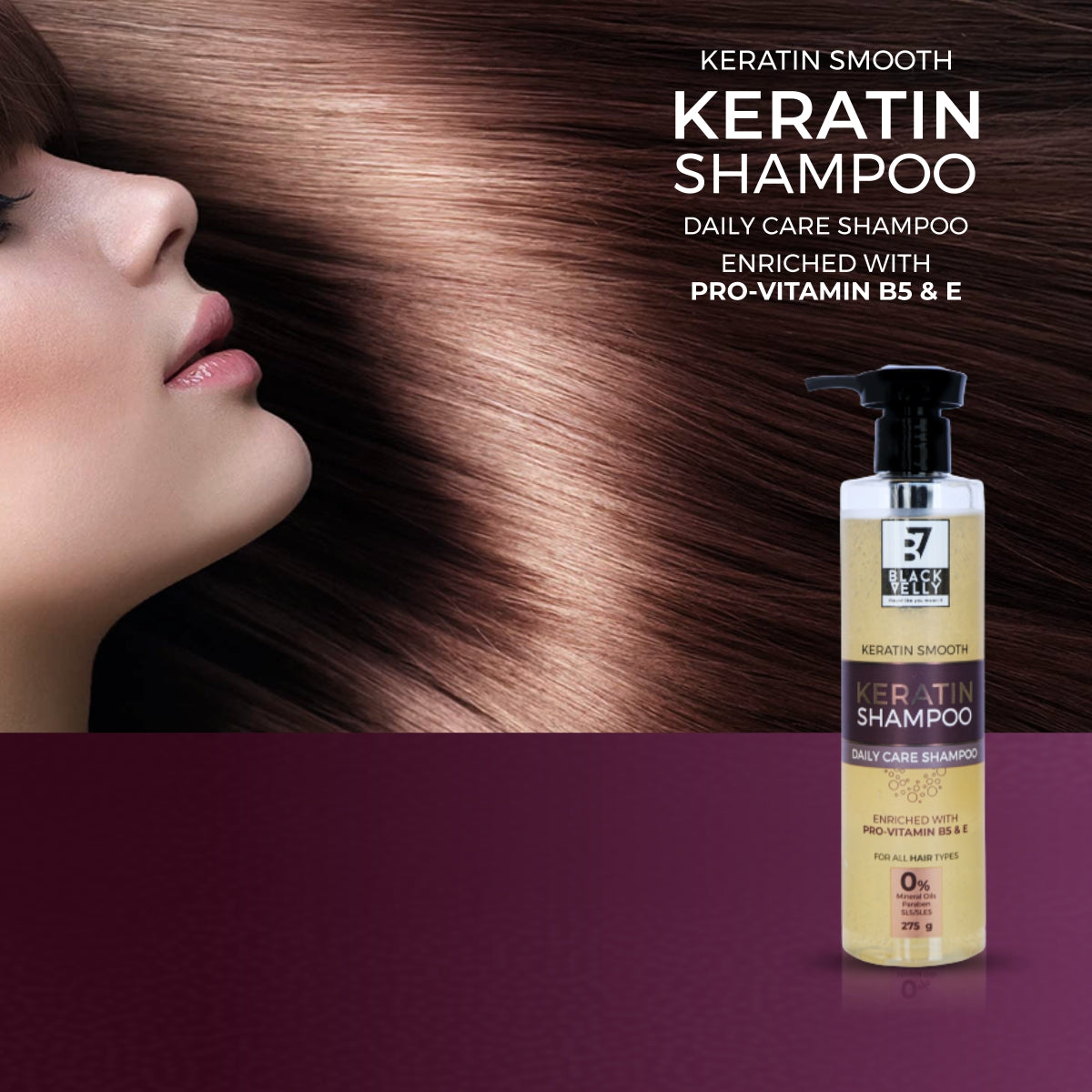 Keratin Smooth Daily Care Shampoo with Pro-Vitamin B5 & E - 275 g